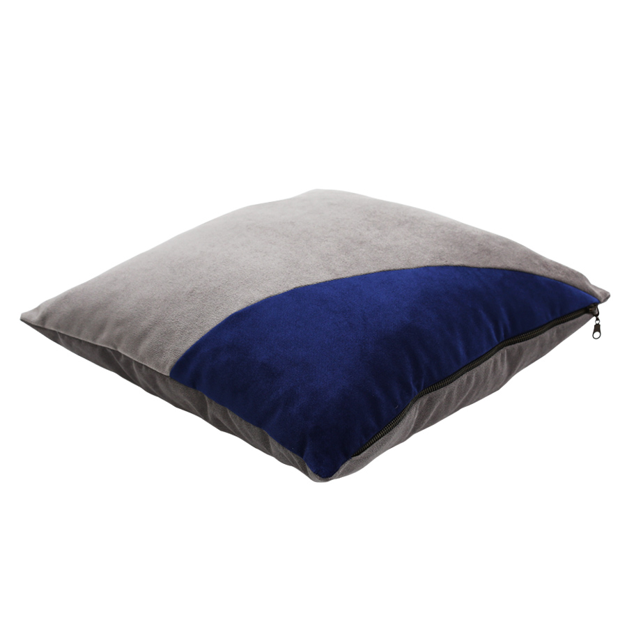 Picture of Triangle Grey/Indigo Velvet Pillow