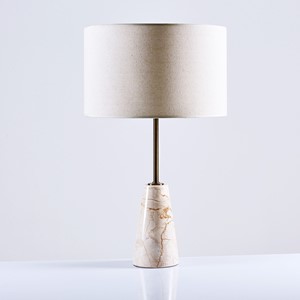 Shorty Cone Beige Marble Table Lamp