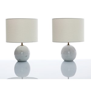 Round White Marble Table Lamp