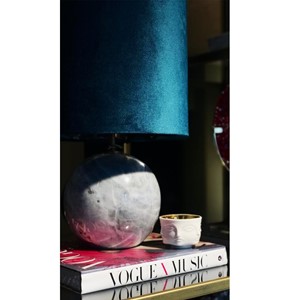 Round Grey Marble Table Lamp