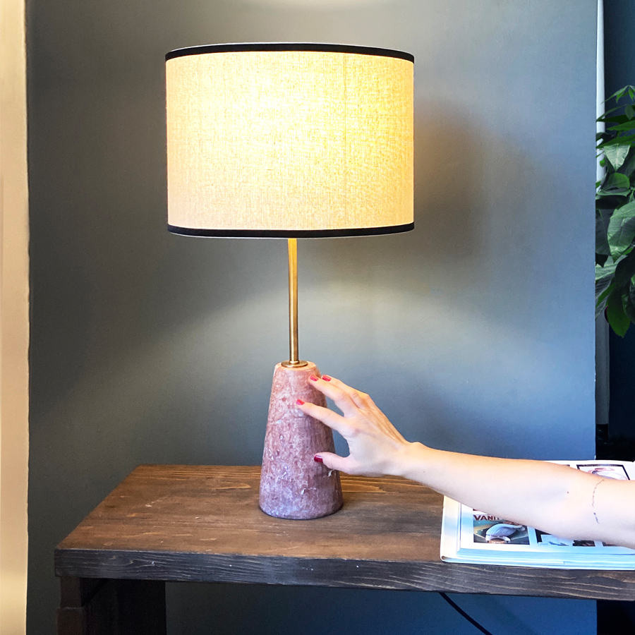 Picture of Shorty Cone Pink Marble Table Lamp