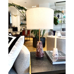 Shorty Cone Burgundy/White Marble Table Lamp