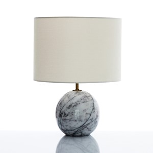 Round White/Grey Marble Table Lamp