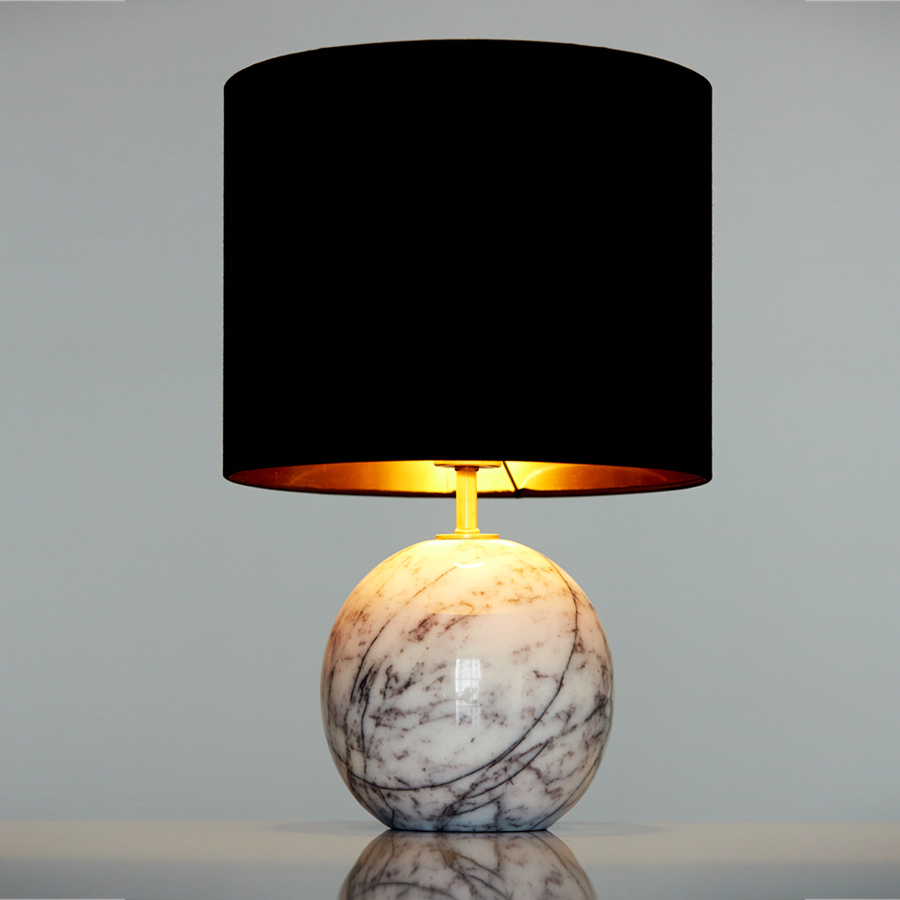 Picture of Round White/Grey Marble Table Lamp