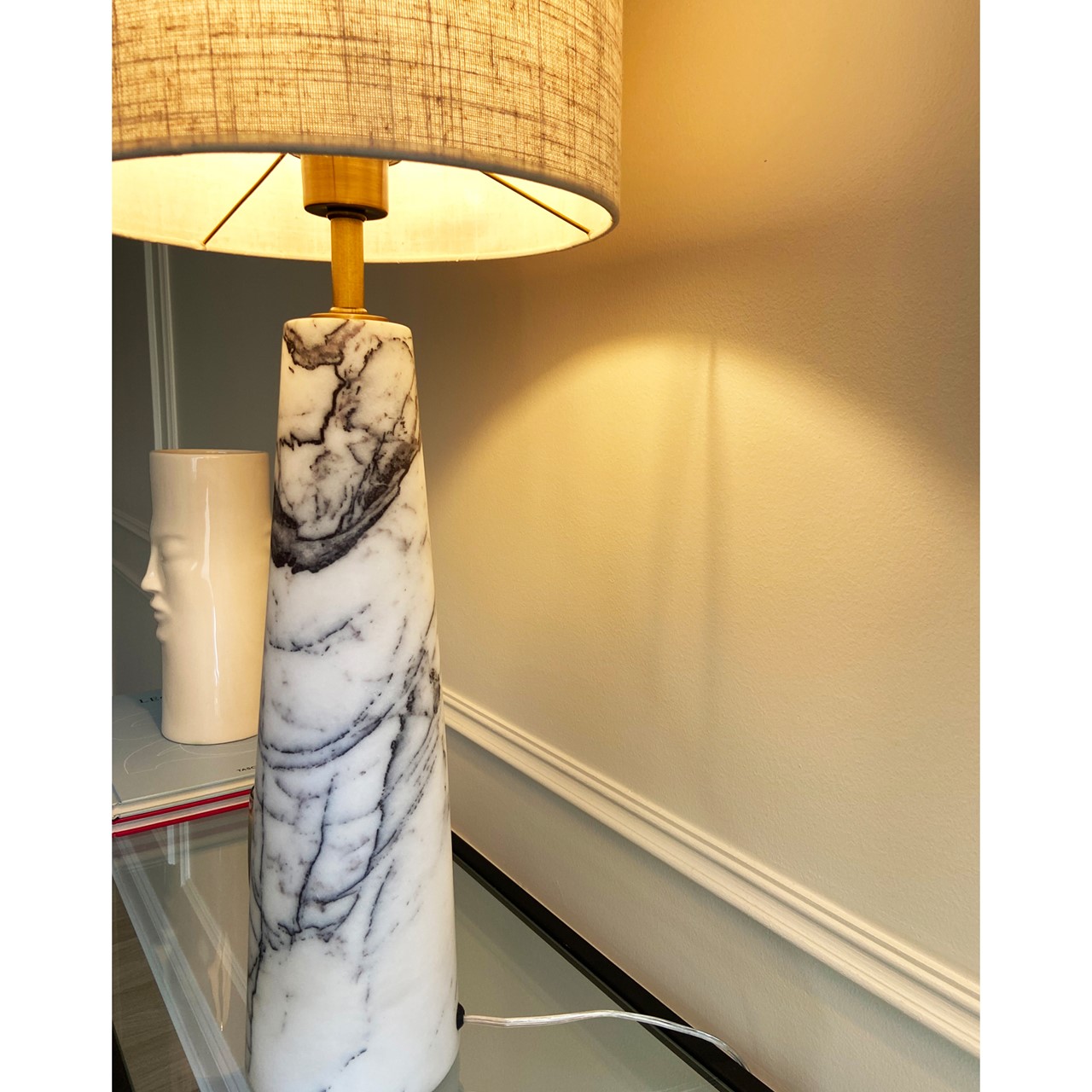 Picture of Tall Cone White/Grey Marble Table Lamp (Tall)
